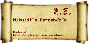 Mikulás Barnabás névjegykártya