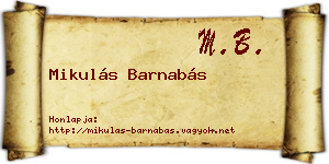 Mikulás Barnabás névjegykártya